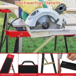 2er-Pack tragbare Sägeböcke galvanisierter Metall-Arbeitsbock mit rutschfester Oberseite Schwarz + Orange