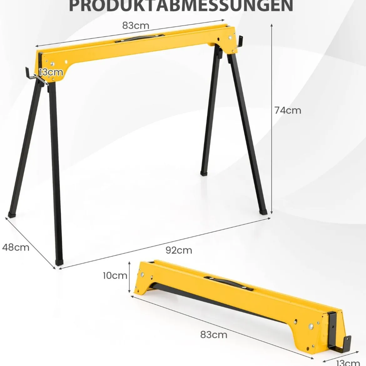 2er-Pack Zusammenklappbare Sägeböcke Kompaktes Elektrowerkzeug-Ständerpaket 92 x 48 x 74 cm