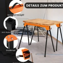 2er-Pack zusammenklappbare Sägeböcke kompaktes Elektrowerkzeug-Ständerpaket Orange
