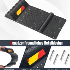 2er Parkmatten mit Bremsschwelle Robuste Einparkhilfe mit Warnstreifen Premium Radstopper