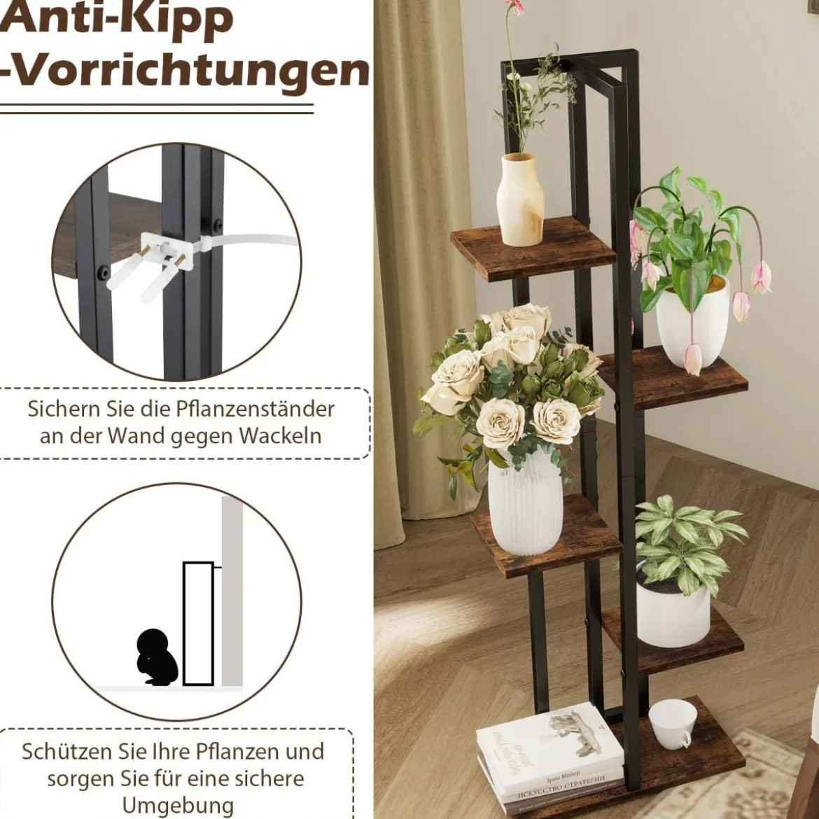 3er Pflanzenständer Set 4+5+6 Etagen Blumenständer aus Holz & Metall Blumenregal