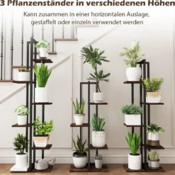 3er Pflanzenständer Set 4+5+6 Etagen Blumenständer aus Holz & Metall Blumenregal