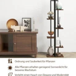 3er Pflanzenständer Set 4+5+6 Etagen Blumenständer aus Holz & Metall Blumenregal