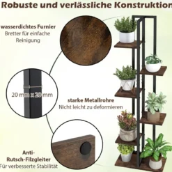 3er Pflanzenständer Set 4+5+6 Etagen Blumenständer aus Holz & Metall Blumenregal