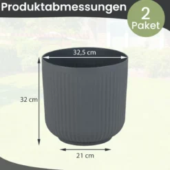2er Pflanzkübel Pflanzgefäße mit Entwässerungslöchern Dekorative Blumentöpfe Grau