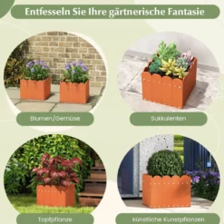 2er Pflanzkübel wetterfest Blumenkübel HDPE Garten Blumenkasten rechteckig 32 x 30 x 25 cm Orange