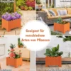 2er Pflanzkübel wetterfest Blumenkübel HDPE Garten Blumenkasten rechteckig 45 x 32 x 30 cm Orange