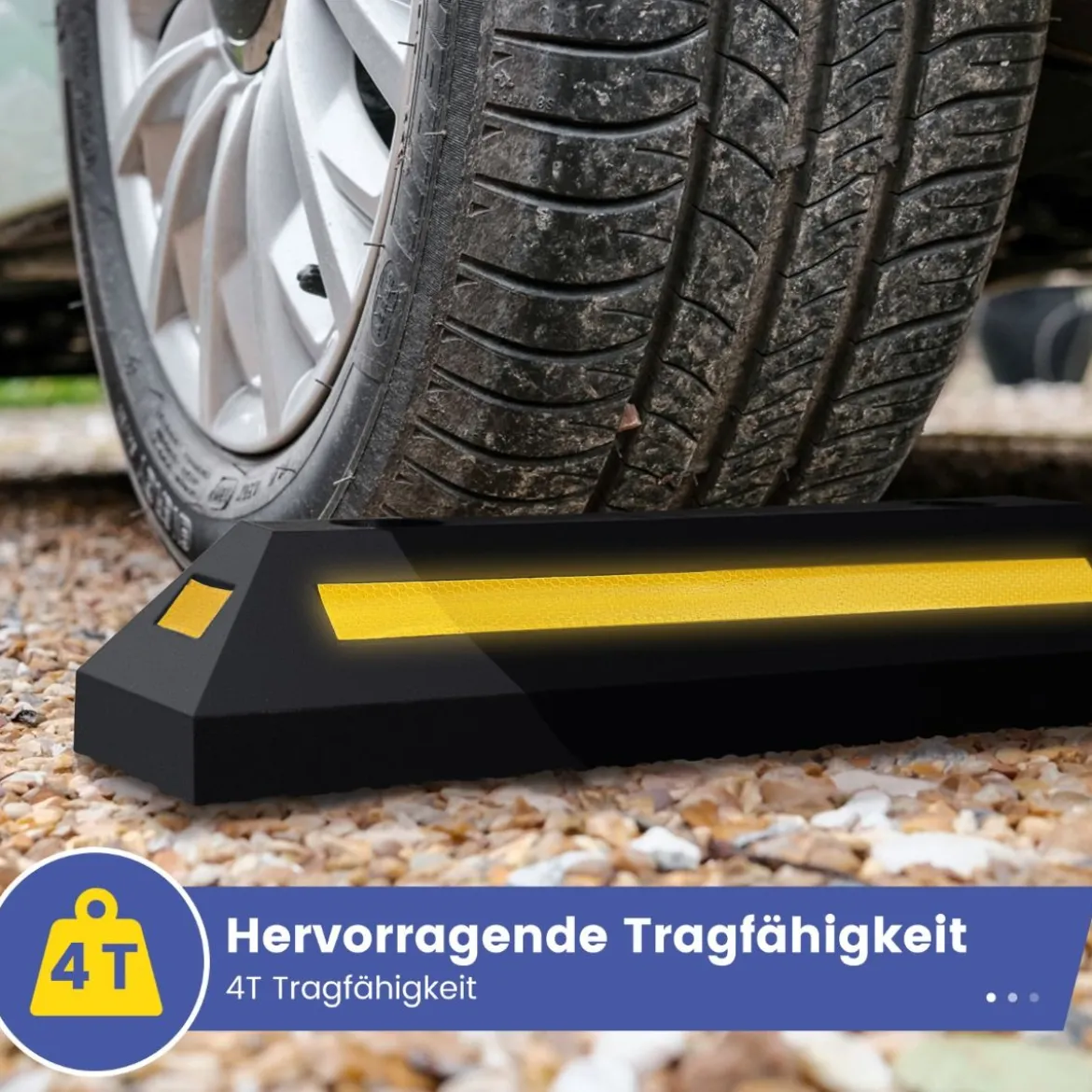 2er Radstopper Parkbegrenzung aus Gummi mit Reflektierenden Streifen LKWs bis 4000 Kg