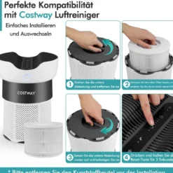 Ersatzfilter für Luftreiniger Echter 3-in-1-H13-HEPA-Filter und Aktivkohlefilter Weiß