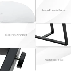 2er Satztisch Set - Couchtisch & Runder Beistelltisch Marmor Optik mit Metallrahmen