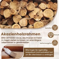 2er Set Akazienholz Gartenstühle mit Kissen & Armlehnen & 180 kg Tragfähigkeit Graulich-weiß