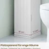 2er Set Badezimmerschrank mit 3 Abnehmbaren Regalen 16cm Breit Toilettenschrank Weiß