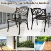 2er Set Balkonstühle aus Aluminiumguss mit Armlehnen Wetterfeste Terrassenstühle Bronze