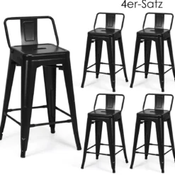 4er Set Barhocker Barstuhl Vintage stapelbar Sitzhöhe 62 cm aus Metall bis 150 kg