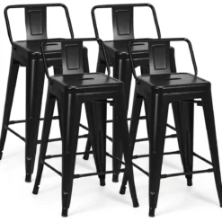 4er Set Barhocker Barstuhl Vintage stapelbar Sitzhöhe 62 cm aus Metall bis 150 kg