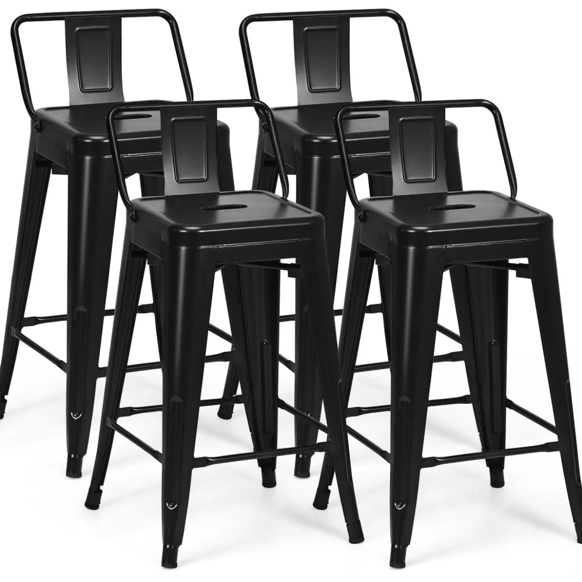 4er Set Barhocker Barstuhl Vintage stapelbar Sitzhöhe 62 cm aus Metall bis 150 kg