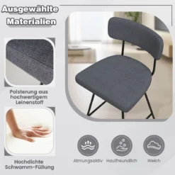 2er Set Barhocker drehbar Barstuhl gepolstert mit Rückenlehne & Fußstütze Grau/Beige