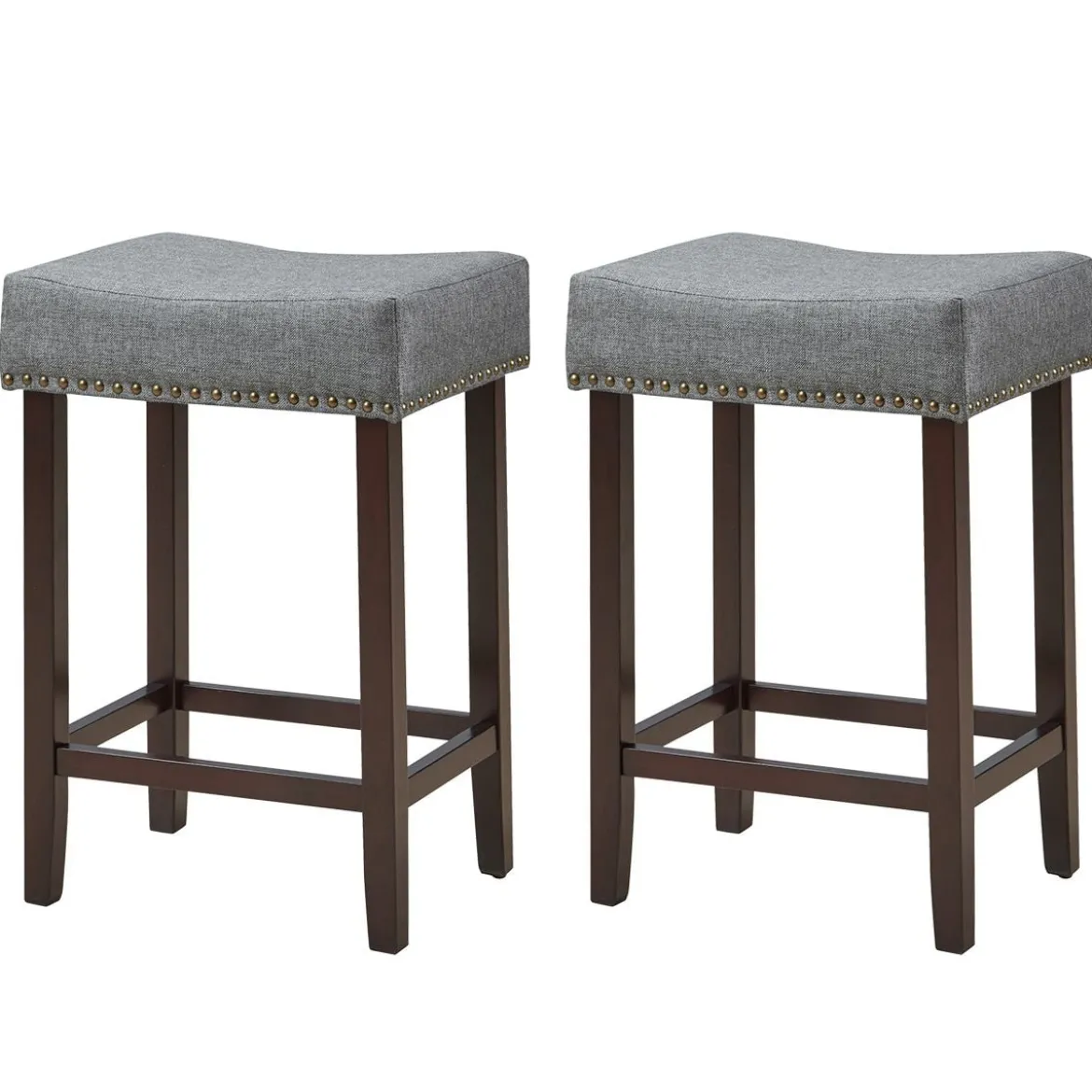 2er Set Barhocker Hochhocker Thekenhocker ohne Lehne 43 x 33 x 61 cm Grau