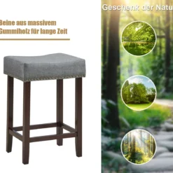 2er Set Barhocker Hochhocker Thekenhocker ohne Lehne 43 x 33 x 61 cm Grau