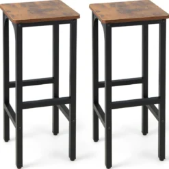 2er Set Barhocker mit Fußstütze Barstühle bis 150 kg Tresenhocker Rustikales Braun
