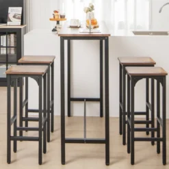 2er Set Barhocker mit Fußstütze Barstühle bis 150 kg Tresenhocker Rustikales Braun
