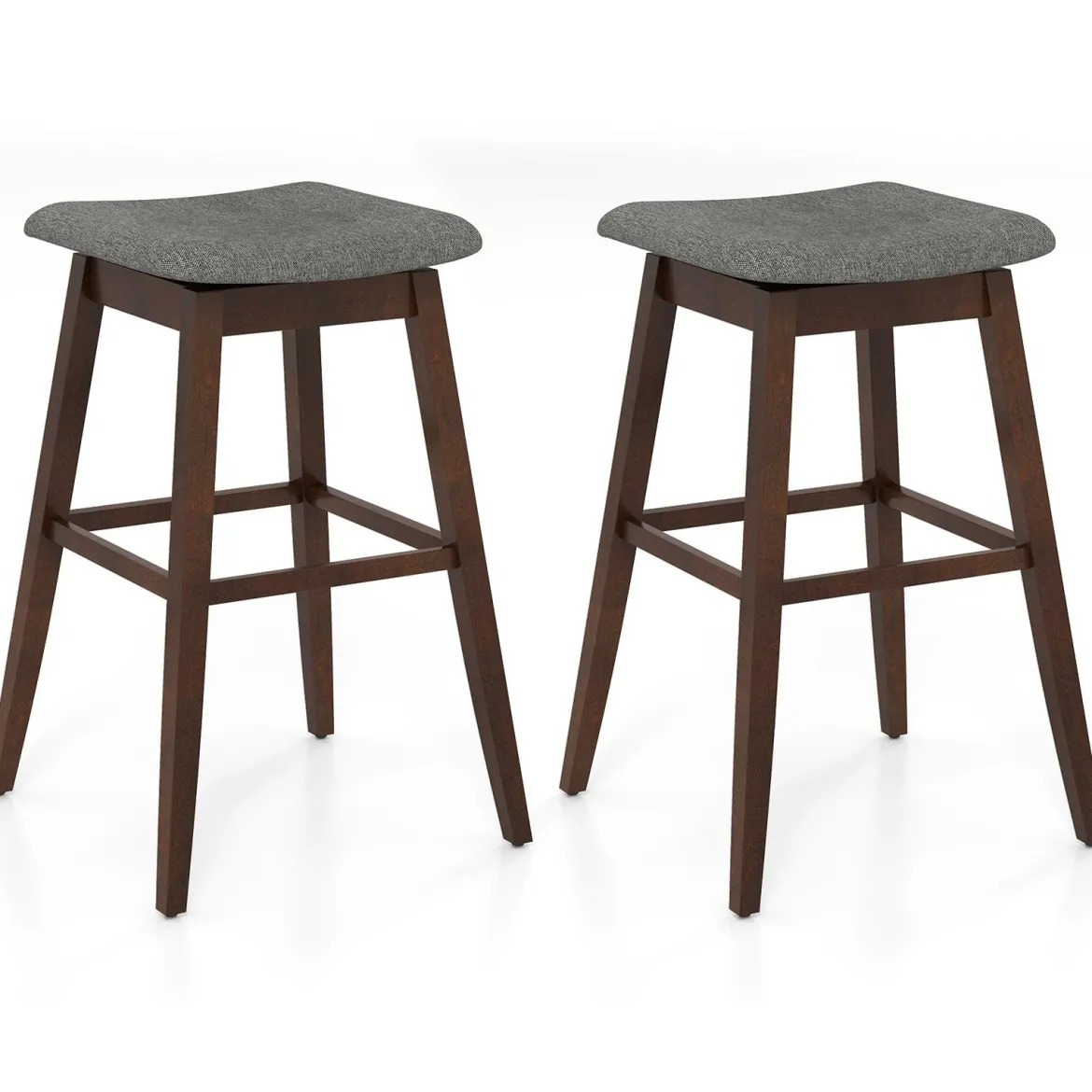 2er Set Barhocker mit Fußstütze 360° Drehbarer Thekenhocker Gepolsterter Bistrohocker