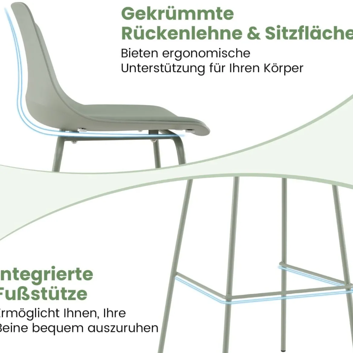 4er Set Barhocker mit Kunstleder Gepolsterter Sitzflächen & Rückenlehne Barstuhl Bistrohocker