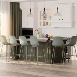 4er Set Barhocker mit Kunstleder Gepolsterter Sitzflächen & Rückenlehne Barstuhl Bistrohocker