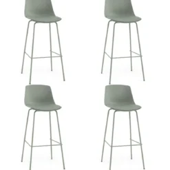 4er Set Barhocker mit Kunstleder Gepolsterter Sitzflächen & Rückenlehne Barstuhl Bistrohocker
