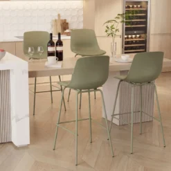 4er Set Barhocker mit Kunstleder Gepolsterter Sitzflächen & Rückenlehne Barstuhl Bistrohocker
