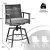 2er Set Barhocker mit 2-lagiger PE-Rattan-Rückenlehne & Abnehmbarem Gepolstertem Kissen Schwarz
