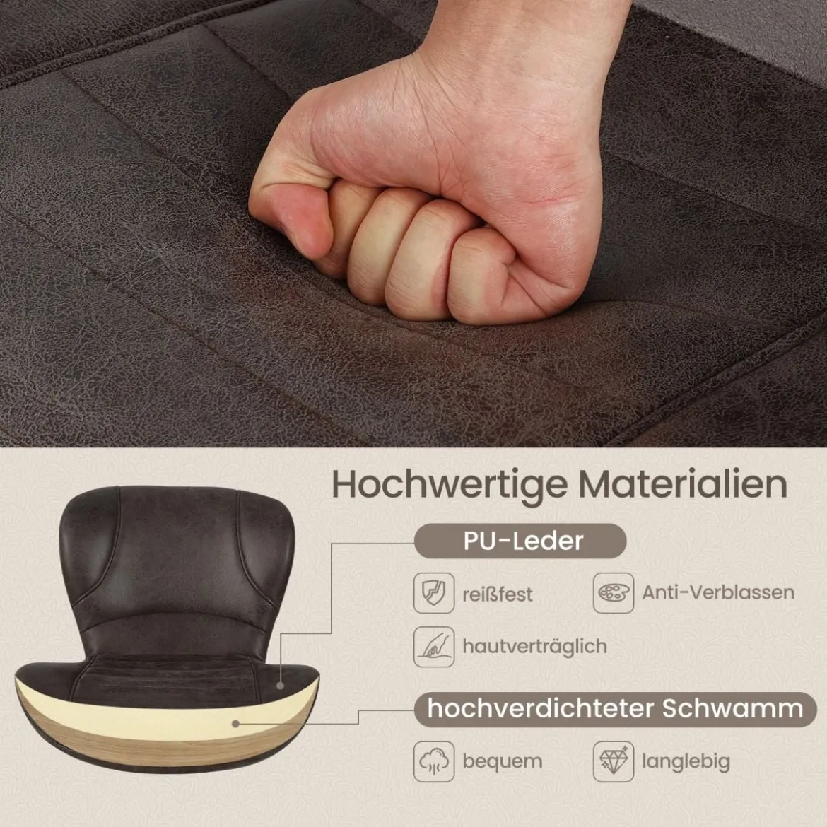 2er Set Barhocker mit Rückenlehne & Fußstütze Barstühle Tresenhocker Küchenhocker Braun