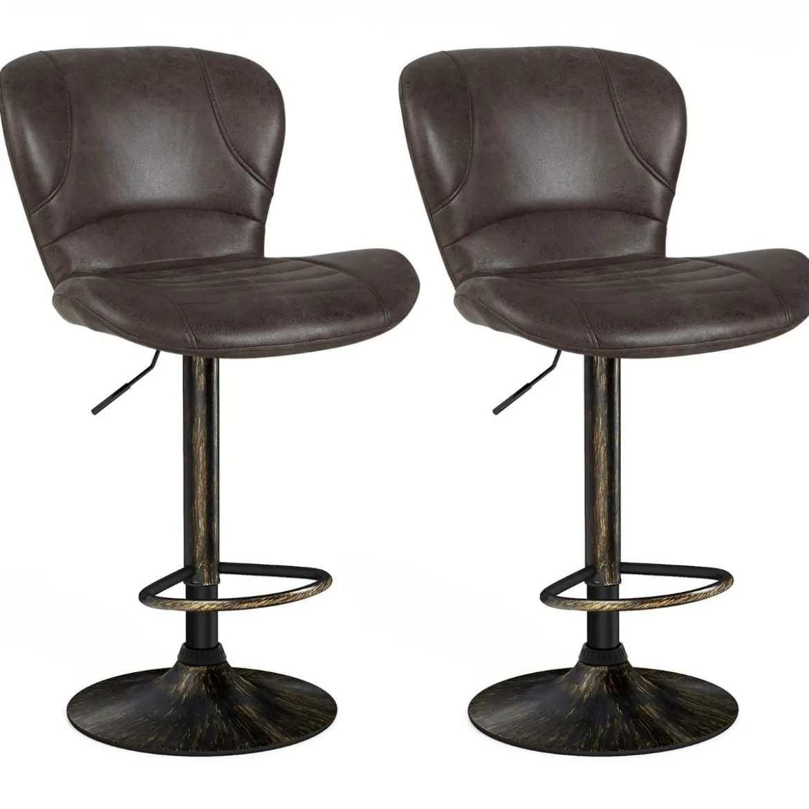 2er Set Barhocker mit Rückenlehne & Fußstütze Barstühle Tresenhocker Küchenhocker Braun