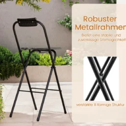 2er Set Barhocker mit Rückenlehne Klappbare Barstühle bis zu 150 kg Belastbar Grau