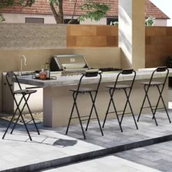 2er Set Barhocker mit Rückenlehne Klappbare Barstühle bis zu 150 kg Belastbar Grau