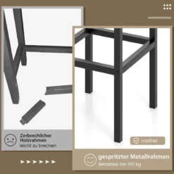 4er Set Barhocker mit Stahlgestell & Fußstütze & Industrie-Design Barstuhl Küchenstühle