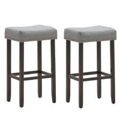 2er Set Barhocker Modern Hochhocker Thekenhocker ohne Lehne 43 x 33 x 74 cm Grau