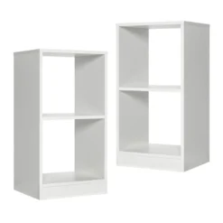2er Set Bücherregal aus Holz mit 2 Ebenen & Kippschutz 38 x 33 x 72,5 cm Weiß
