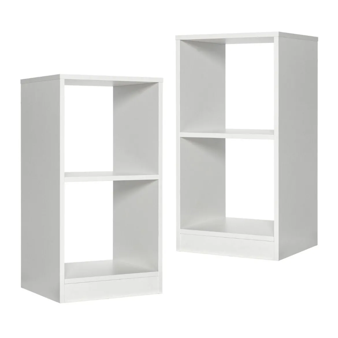 2er Set Bücherregal aus Holz mit 2 Ebenen & Kippschutz 38 x 33 x 72,5 cm Weiß