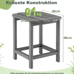 2er Set Beistelltisch aus HDPE Wetterfester Adirondack Gartentisch Kleiner Kaffeetisch Grau