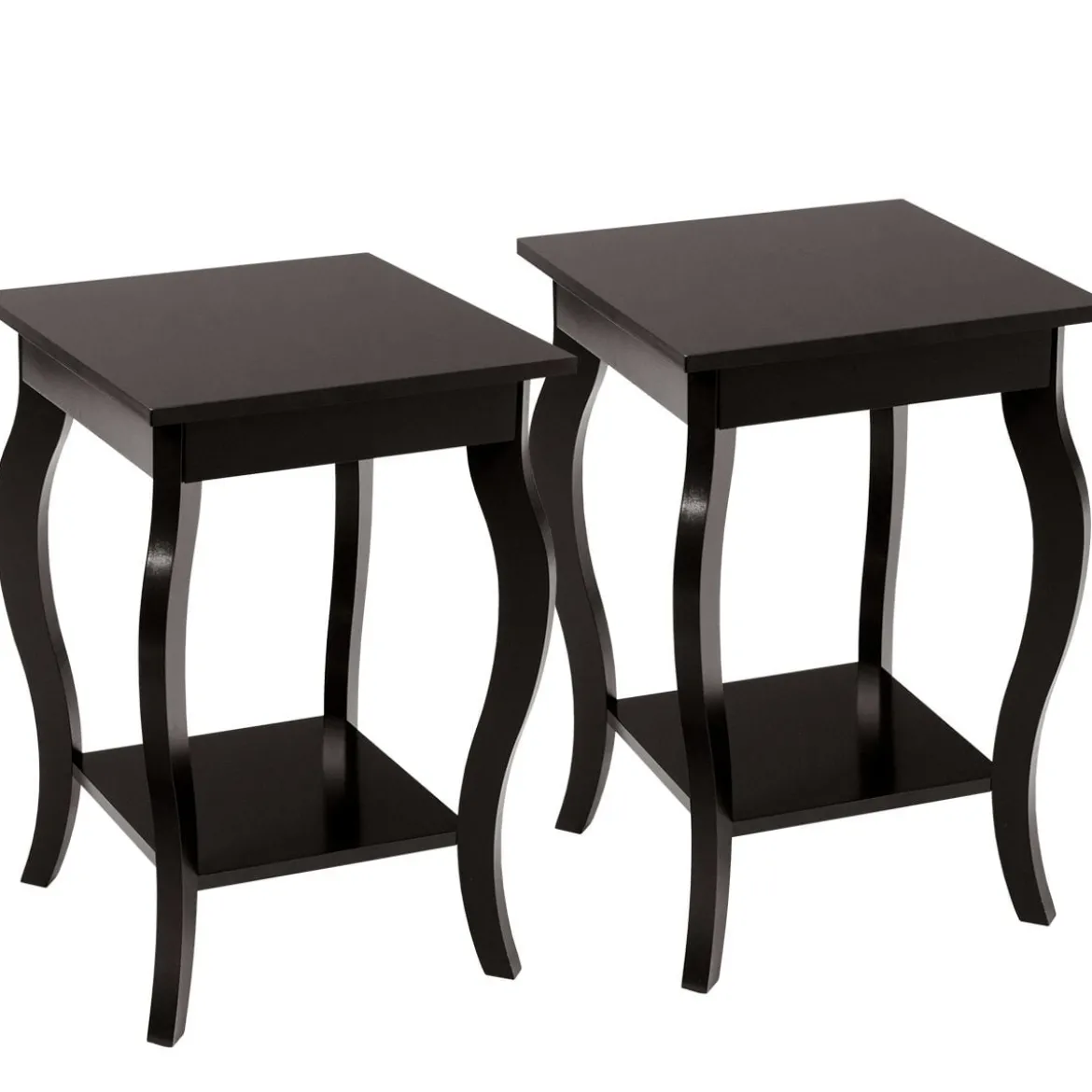 1/2er Set Beistelltisch aus Holz mit Ablage 2 Ebene Nachttisch Sofatisch 40 x 40 x 60 cm