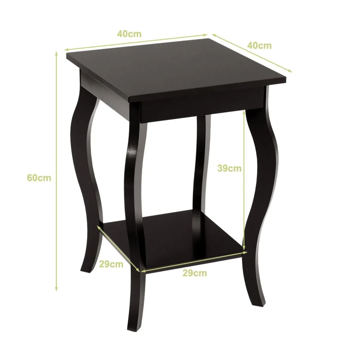1/2er Set Beistelltisch aus Holz mit Ablage 2 Ebene Nachttisch Sofatisch 40 x 40 x 60 cm