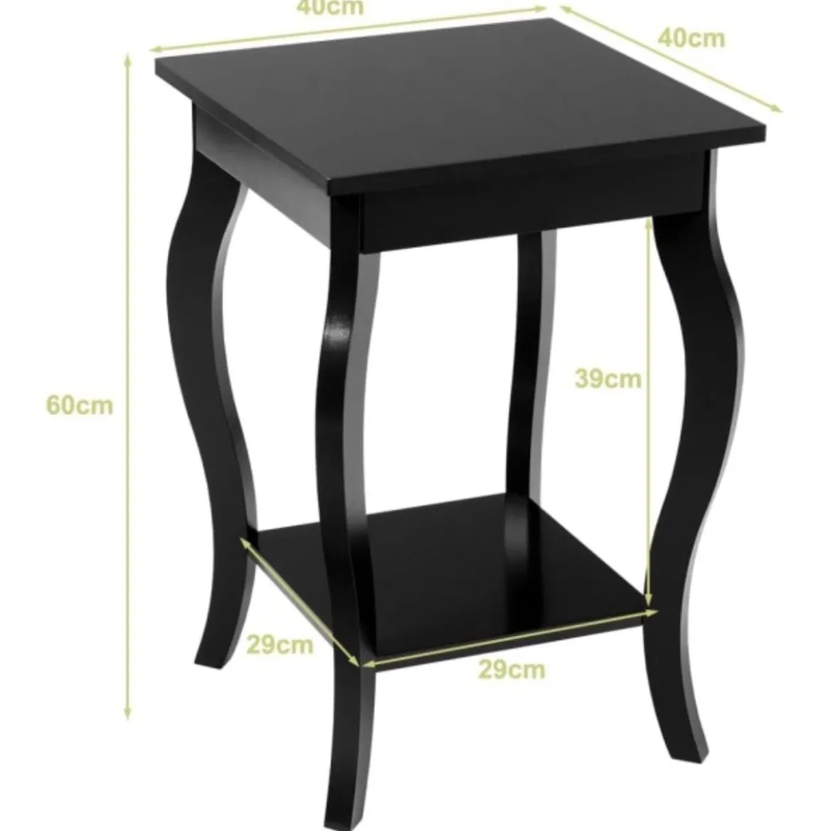 1/2er Set Beistelltisch aus Holz mit Ablage 2 Ebene Nachttisch Sofatisch 40 x 40 x 60 cm