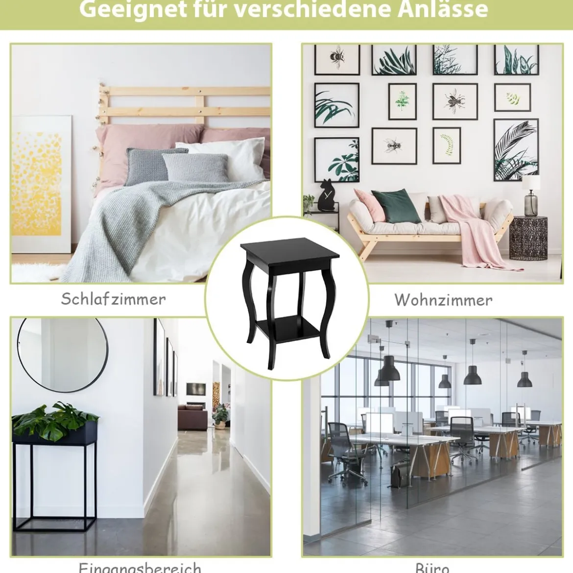 1/2er Set Beistelltisch aus Holz mit Ablage 2 Ebene Nachttisch Sofatisch 40 x 40 x 60 cm
