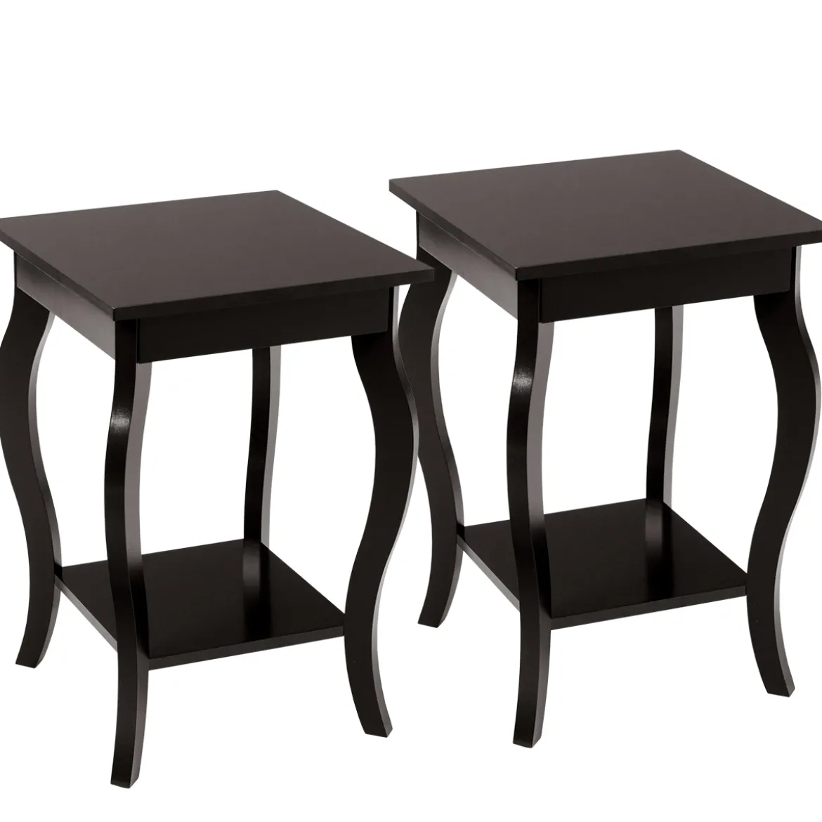 1/2er Set Beistelltisch aus Holz mit Ablage 2 Ebene Nachttisch Sofatisch 40 x 40 x 60 cm