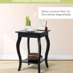 1/2er Set Beistelltisch aus Holz mit Ablage 2 Ebene Nachttisch Sofatisch 40 x 40 x 60 cm