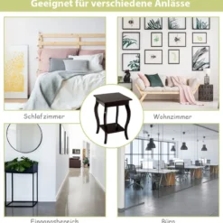 1/2er Set Beistelltisch aus Holz mit Ablage 2 Ebene Nachttisch Sofatisch 40 x 40 x 60 cm