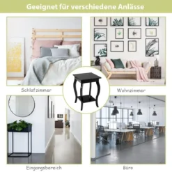 1/2er Set Beistelltisch aus Holz mit Ablage 2 Ebene Nachttisch Sofatisch 40 x 40 x 60 cm