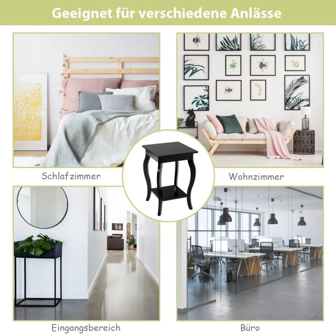 1/2er Set Beistelltisch aus Holz mit Ablage 2 Ebene Nachttisch Sofatisch 40 x 40 x 60 cm