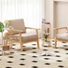 2er Set Beistelltisch 3 Stockig Rund aus Bambus Nachttisch Sofatisch Weiß + Natur